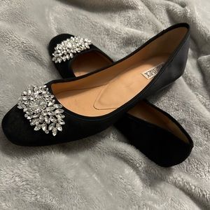 Badgley Mischka Embellished Satin Flats